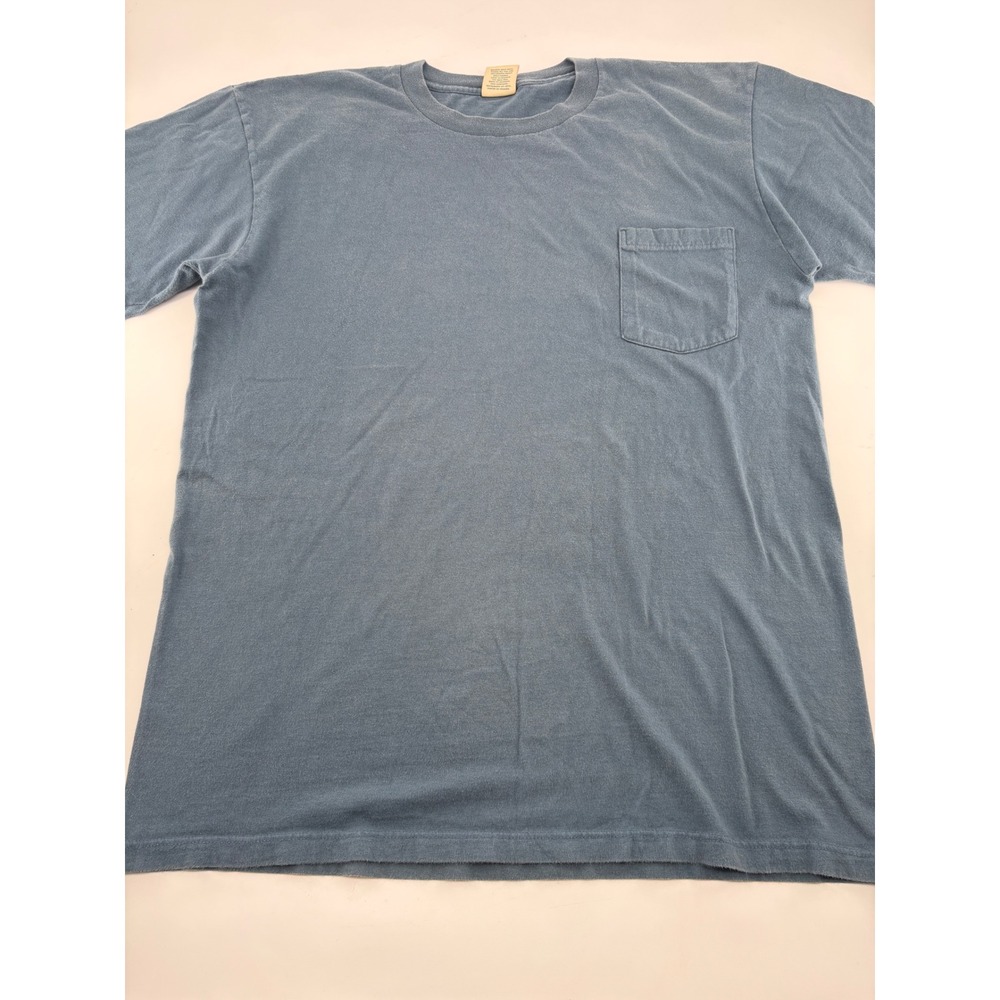 Vintage 90s Arizona Jean Co Pocket T Shirt Large Blue Blank Made in USA Plain